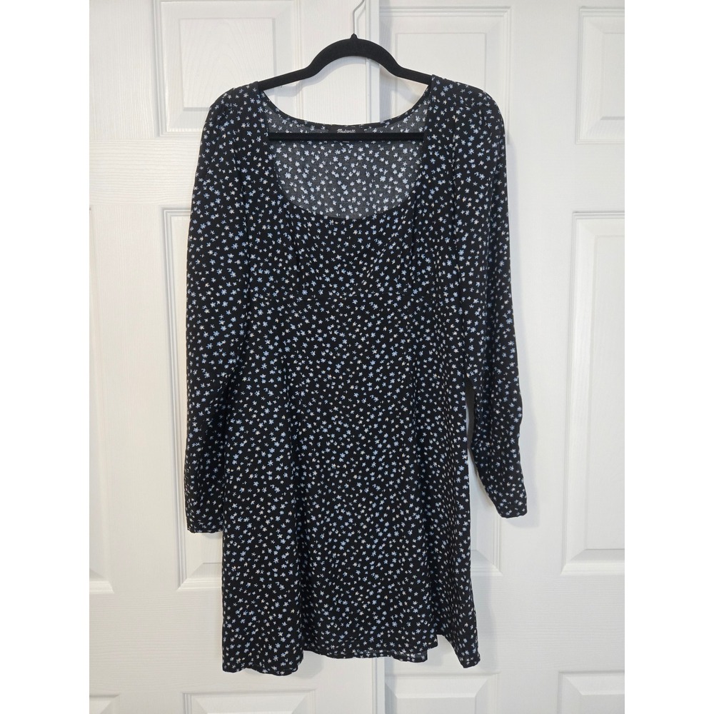 Madewell Seamed Long-Sleeve Mini Dress in Ditsy Floral Square Neck Long Sleeve 8